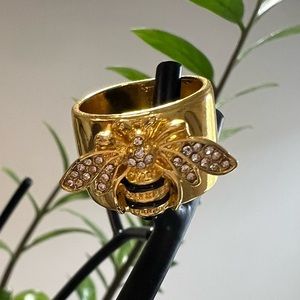 Bumble Bee Chunky Gold Crystal Abundance Ring New